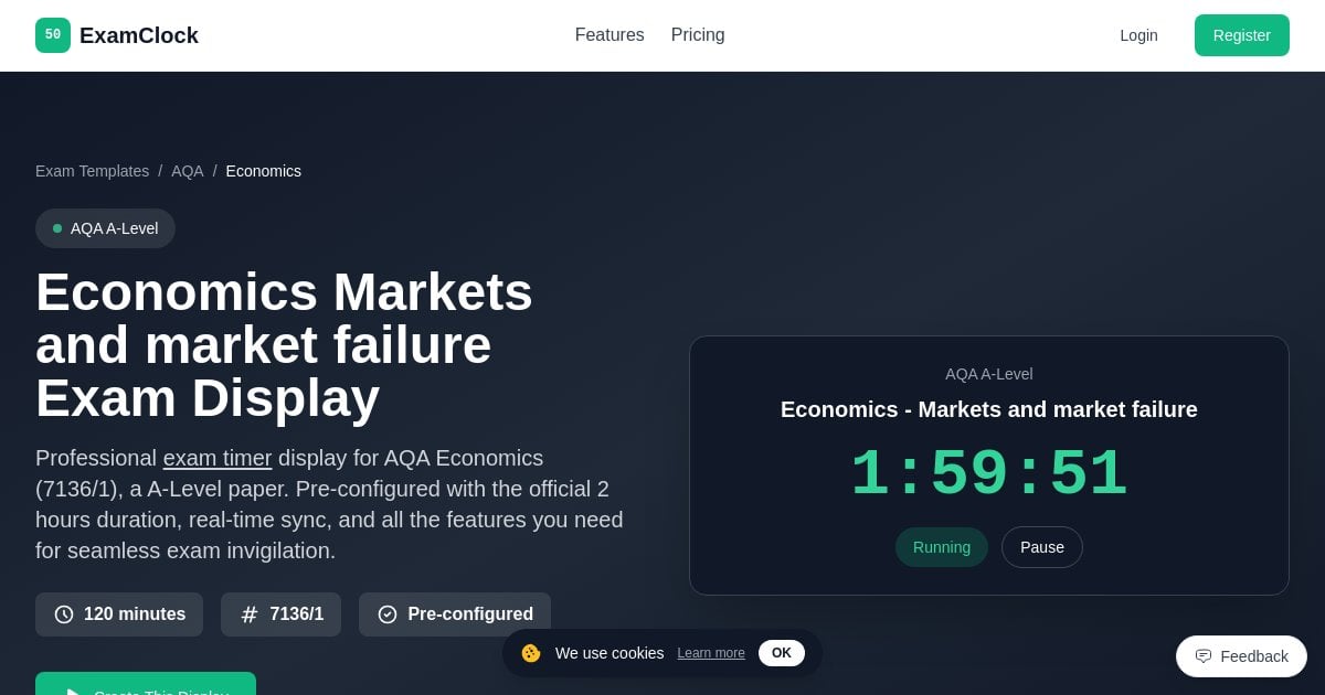 Economics Markets and market failure Exam Timer | AQA Display - ExamClock