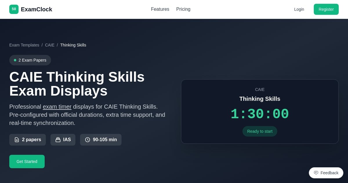 CAIE Thinking Skills Exam Displays | ExamClock