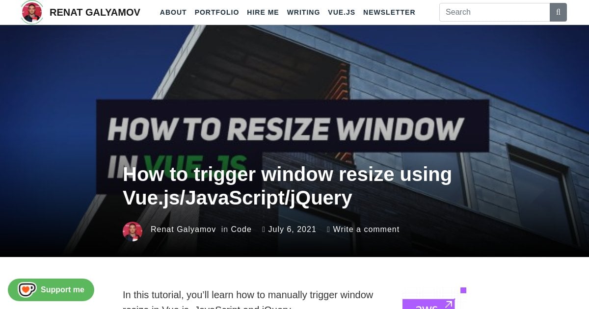 How to trigger window resize using Vue.js/JavaScript/jQuery