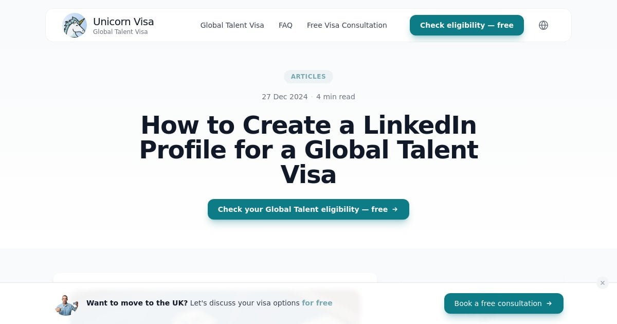 How to Create a LinkedIn Profile for a Global Talent Visa