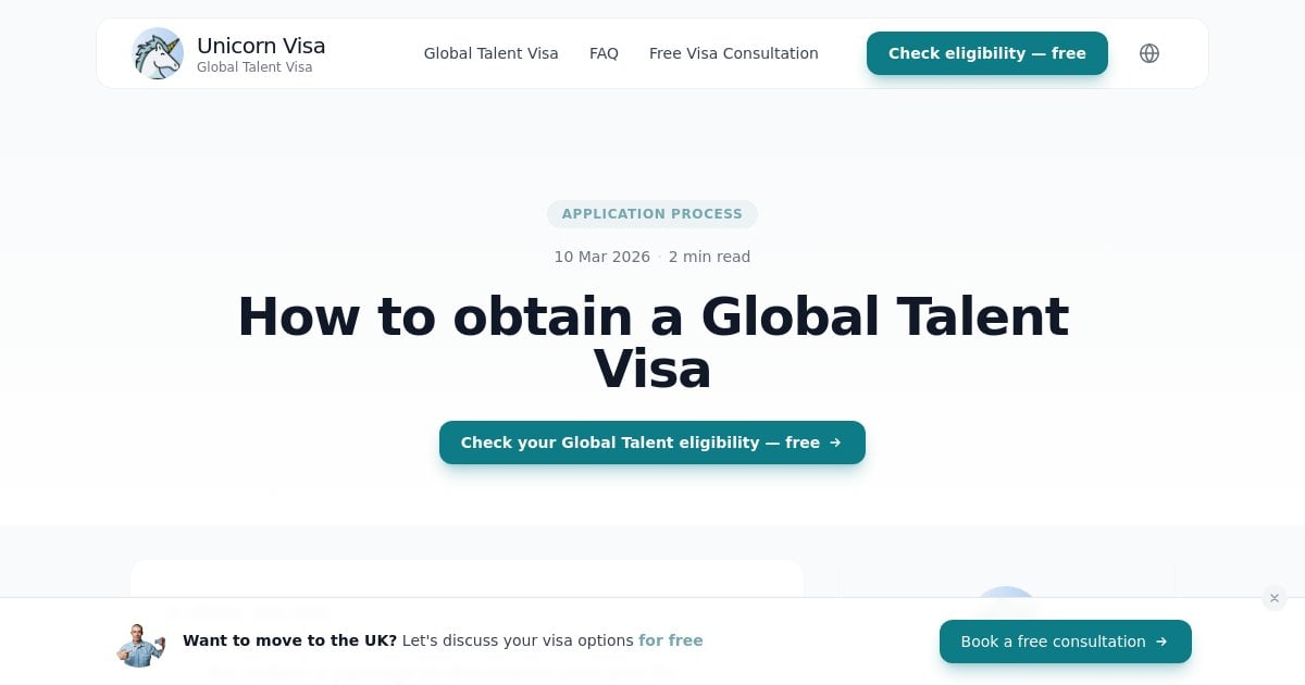 How to obtain a Global Talent Visa