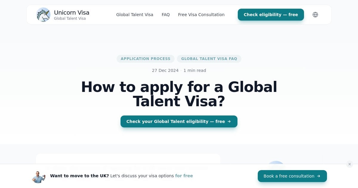 How to apply for a Global Talent Visa?